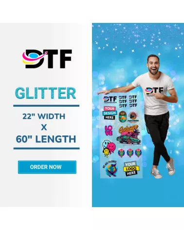 Glitter DTF Gang Sheet |60 x 22| Custom DTF Transfers Wholesale