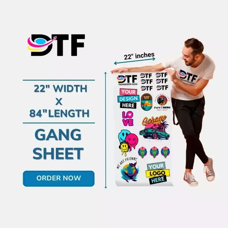 DTF Transfers Wholesale Gang Sheet 84" height x 22 wide"